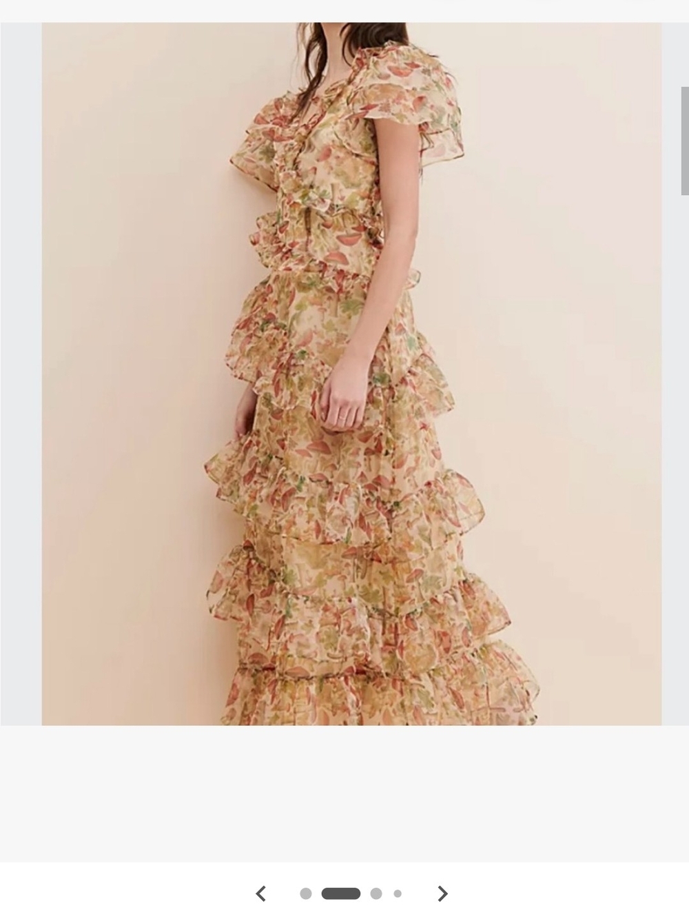 Selkie Floral Tiered Ruffle Maxi Dress in Blush Green